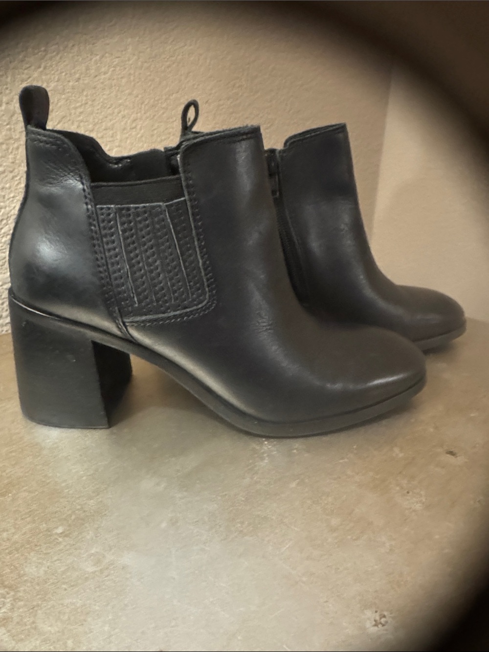 Black LeatherLUCKY BRAND  Block Heel Ankle Boots